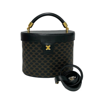 Celine Shoulder Bag Leather, Pvc Black Macadam Blazon Pattern Triomphe Logo Metal Women