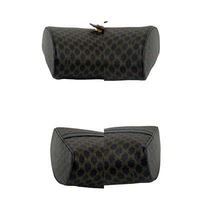 Celine Shoulder Bag Leather, Pvc Black Macadam Blazon Pattern Triomphe Logo Metal Women
