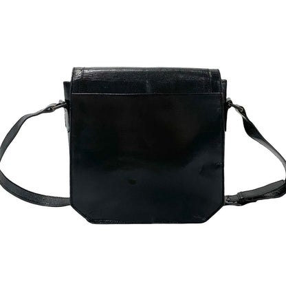 Yves Saint Laurent Shoulder Bag Leather Black Logo Women