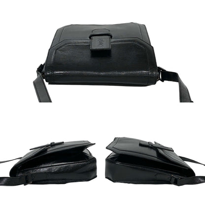 Yves Saint Laurent Shoulder Bag Leather Black Logo Women