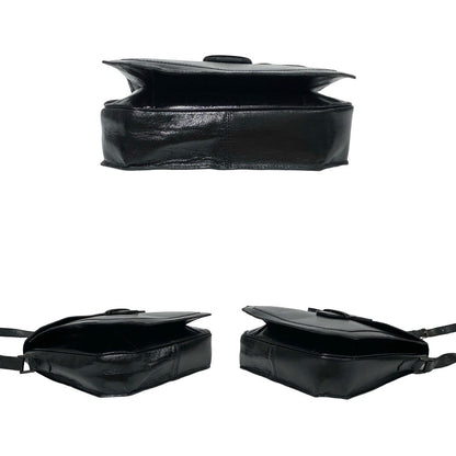 Yves Saint Laurent Shoulder Bag Leather Black Logo Women