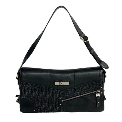 Dior Shoulder Bag Leather, Canvas Black Trotter Pattern Street Chic Women