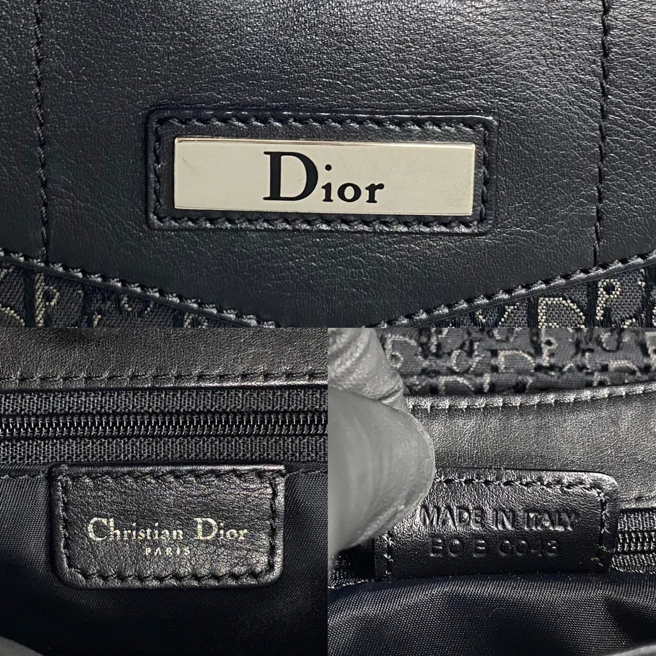 Dior Shoulder Bag Leather, Canvas Black Trotter Pattern Street Chic Women