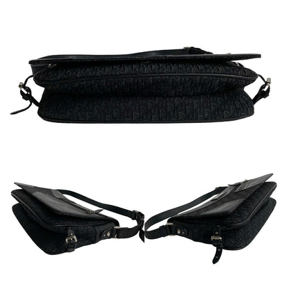 Dior Shoulder Bag Leather, Canvas Black Trotter Pattern Street Chic Women