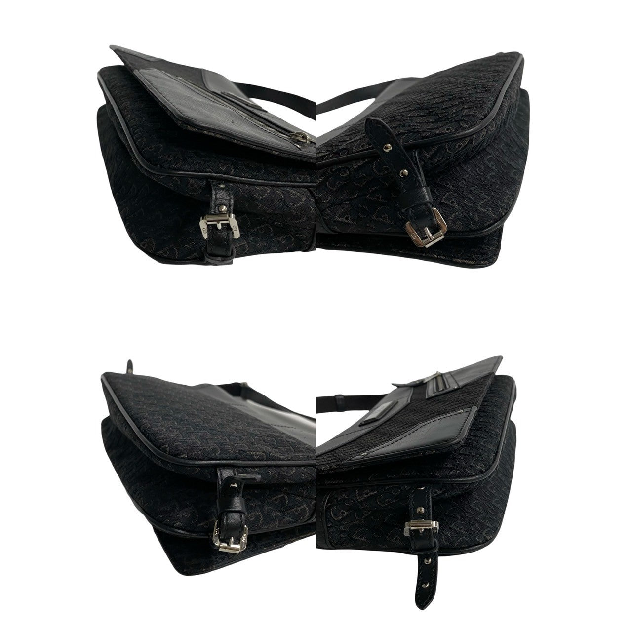 Dior Shoulder Bag Leather, Canvas Black Trotter Pattern Street Chic Women