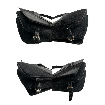 Dior Shoulder Bag Leather, Canvas Black Trotter Pattern Street Chic Women