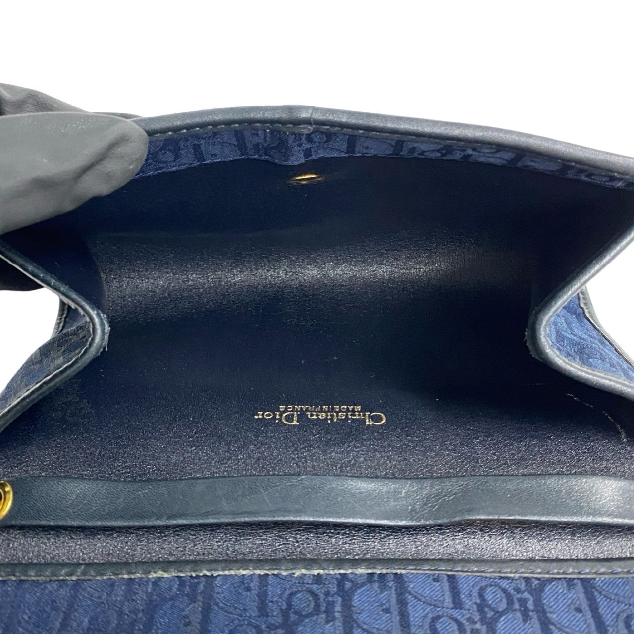 Dior Shoulder Bag Canvas, Leather Navy Trotter Pattern Women