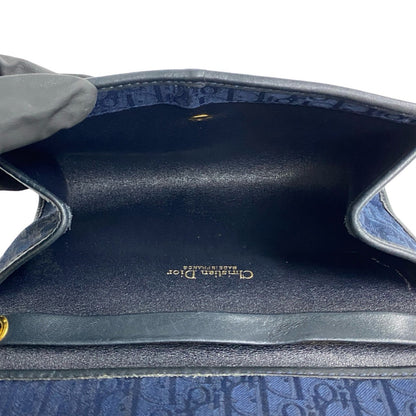 Dior Shoulder Bag Canvas, Leather Navy Trotter Pattern Women