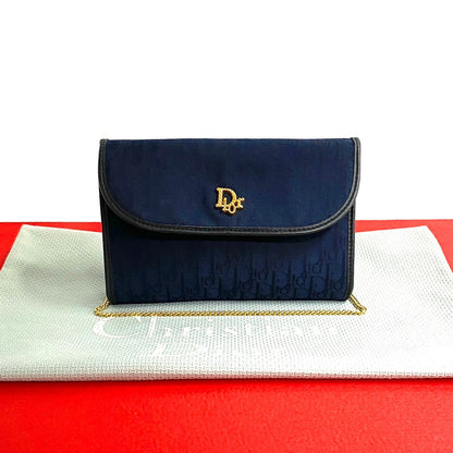 Dior Shoulder Bag Canvas, Leather Navy Trotter Pattern Women