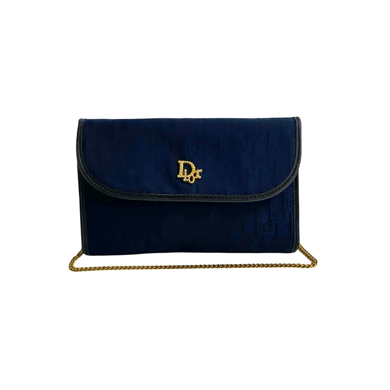 Dior Shoulder Bag Canvas, Leather Navy Trotter Pattern Women
