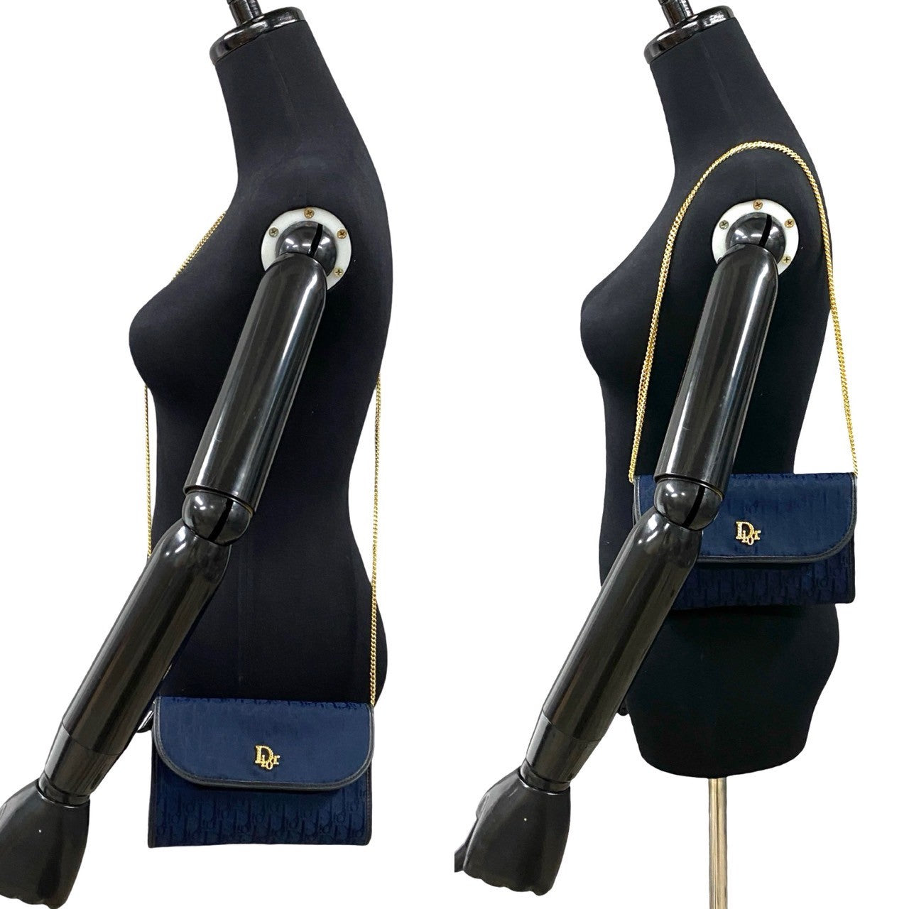 Dior Shoulder Bag Canvas, Leather Navy Trotter Pattern Women