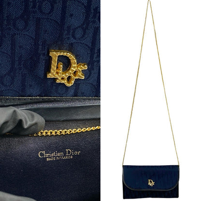 Dior Shoulder Bag Canvas, Leather Navy Trotter Pattern Women