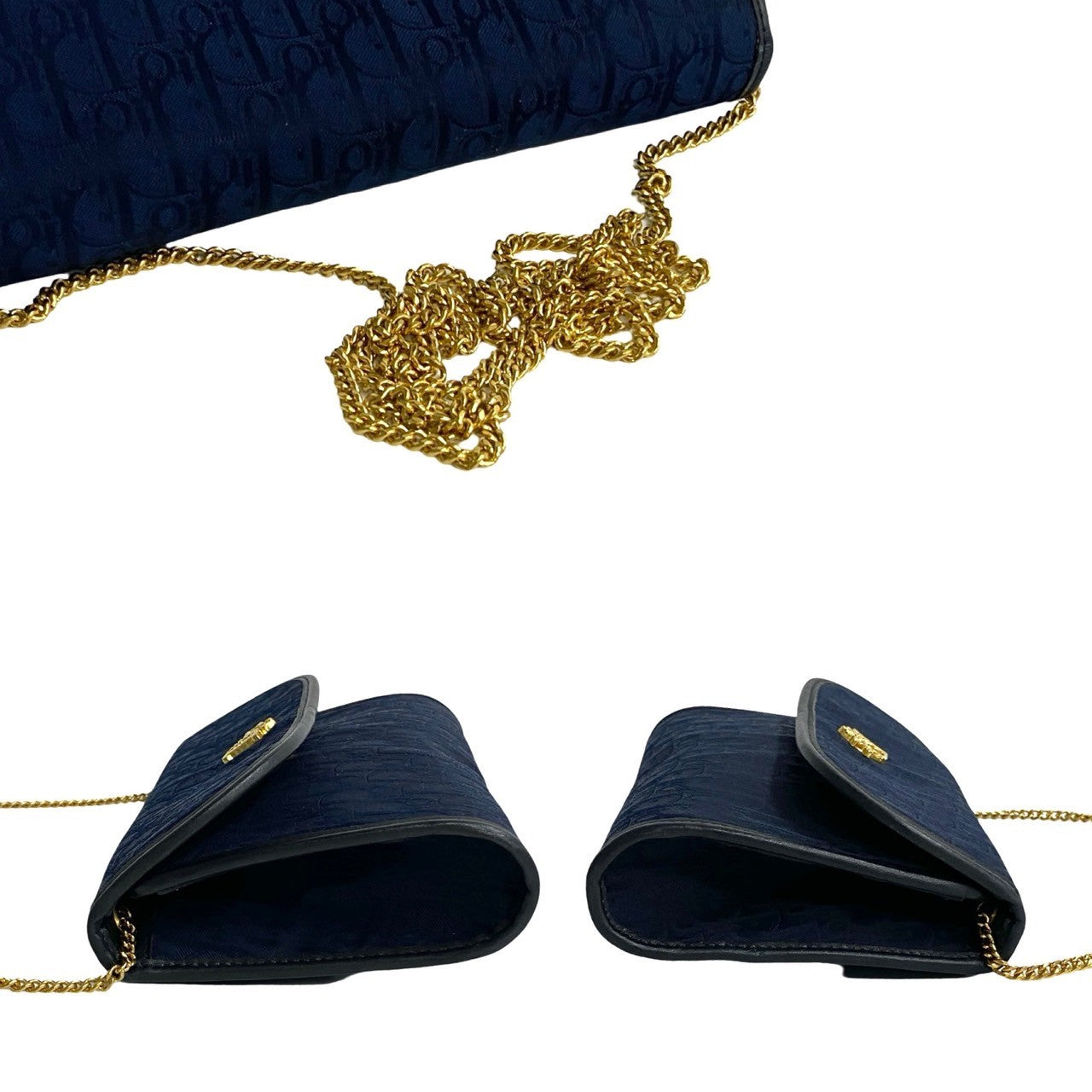 Dior Shoulder Bag Canvas, Leather Navy Trotter Pattern Women