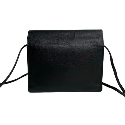 Yves Saint Laurent Shoulder Bag Leather Black Ysl Logo Women