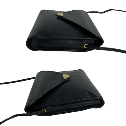 Yves Saint Laurent Shoulder Bag Leather Black Ysl Logo Women