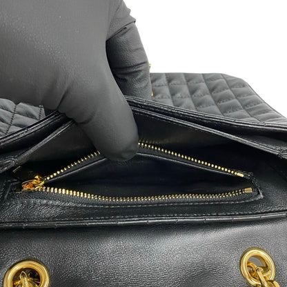Celine Shoulder Bag Leather Black C-S Quilted Chainshoulder Small Women