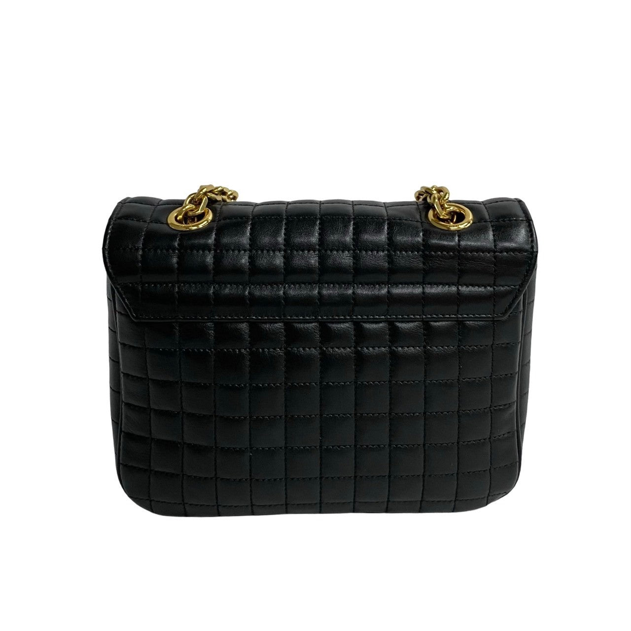 Celine Shoulder Bag Leather Black C-S Quilted Chainshoulder Small Women