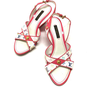 Louis Vuitton Sandals Monogram Multicolor Canvas Pink Monogram Multicolor Back Strap Women 34