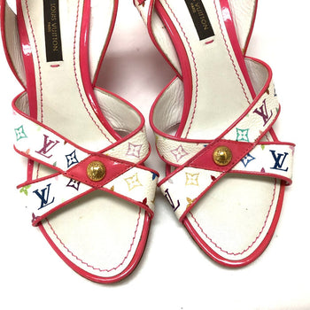Louis Vuitton Sandals Monogram Multicolor Canvas Pink Monogram Multicolor Back Strap Women 34