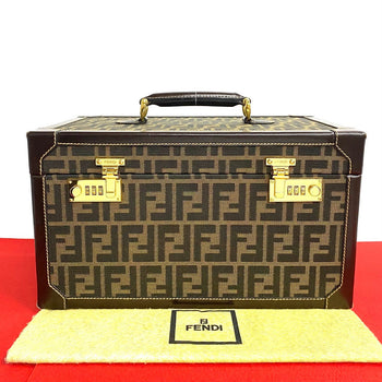 Fendi Handbag Canvas, Leather Brown Zucca Ff Pattern Women