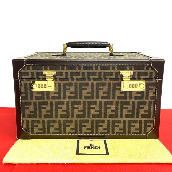 Fendi Handbag Canvas, Leather Brown Zucca Ff Pattern Women