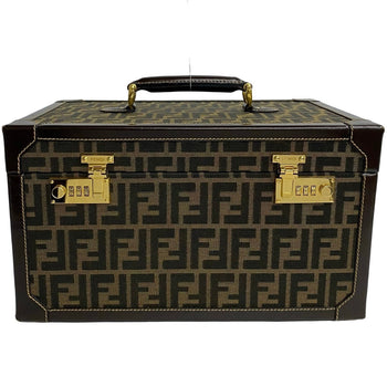Fendi Handbag Canvas, Leather Brown Zucca Ff Pattern Women