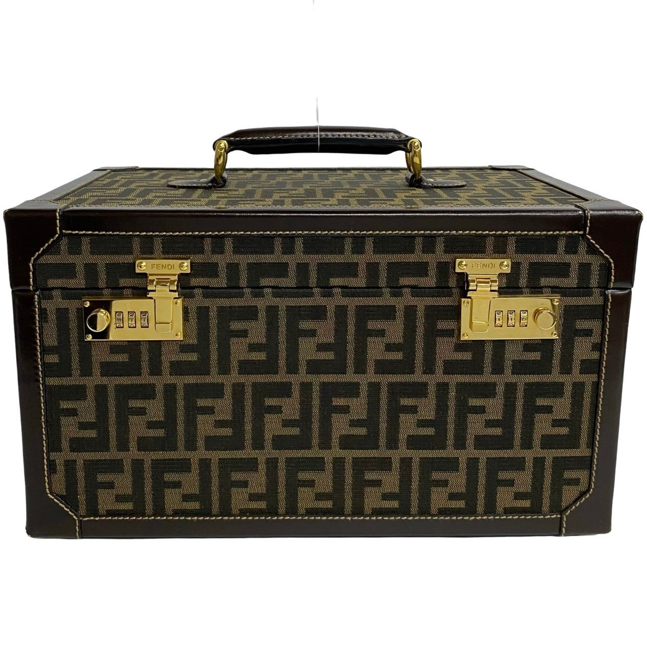 Fendi Handbag Canvas, Leather Brown Zucca Ff Pattern Women