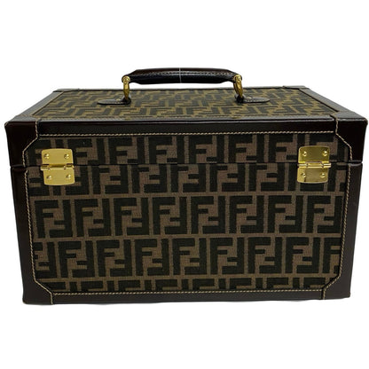 Fendi Handbag Canvas, Leather Brown Zucca Ff Pattern Women