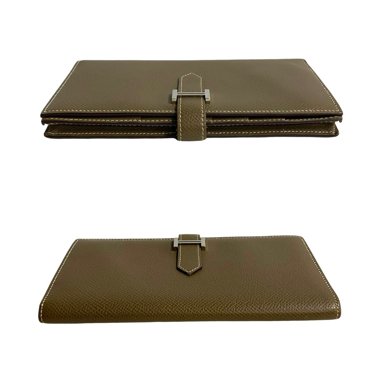Hermes Long Wallet Purse Epsom, Leather Gray Beansufla Women(Unisex)
