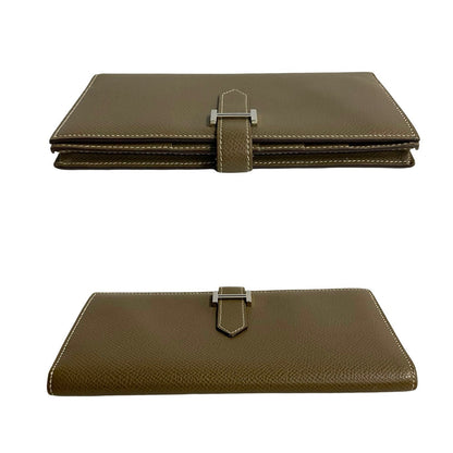 Hermes Long Wallet Purse Epsom, Leather Gray Beansufla Women(Unisex)