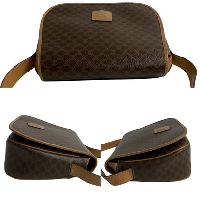 Celine Shoulder Bag Leather, Pvc Brown Macadam Blason Triomphe Pattern Women