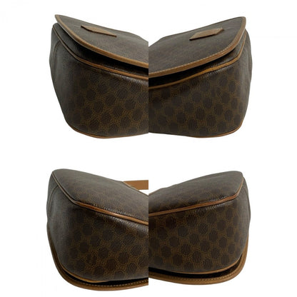 Celine Shoulder Bag Leather, Pvc Brown Macadam Blason Triomphe Pattern Women