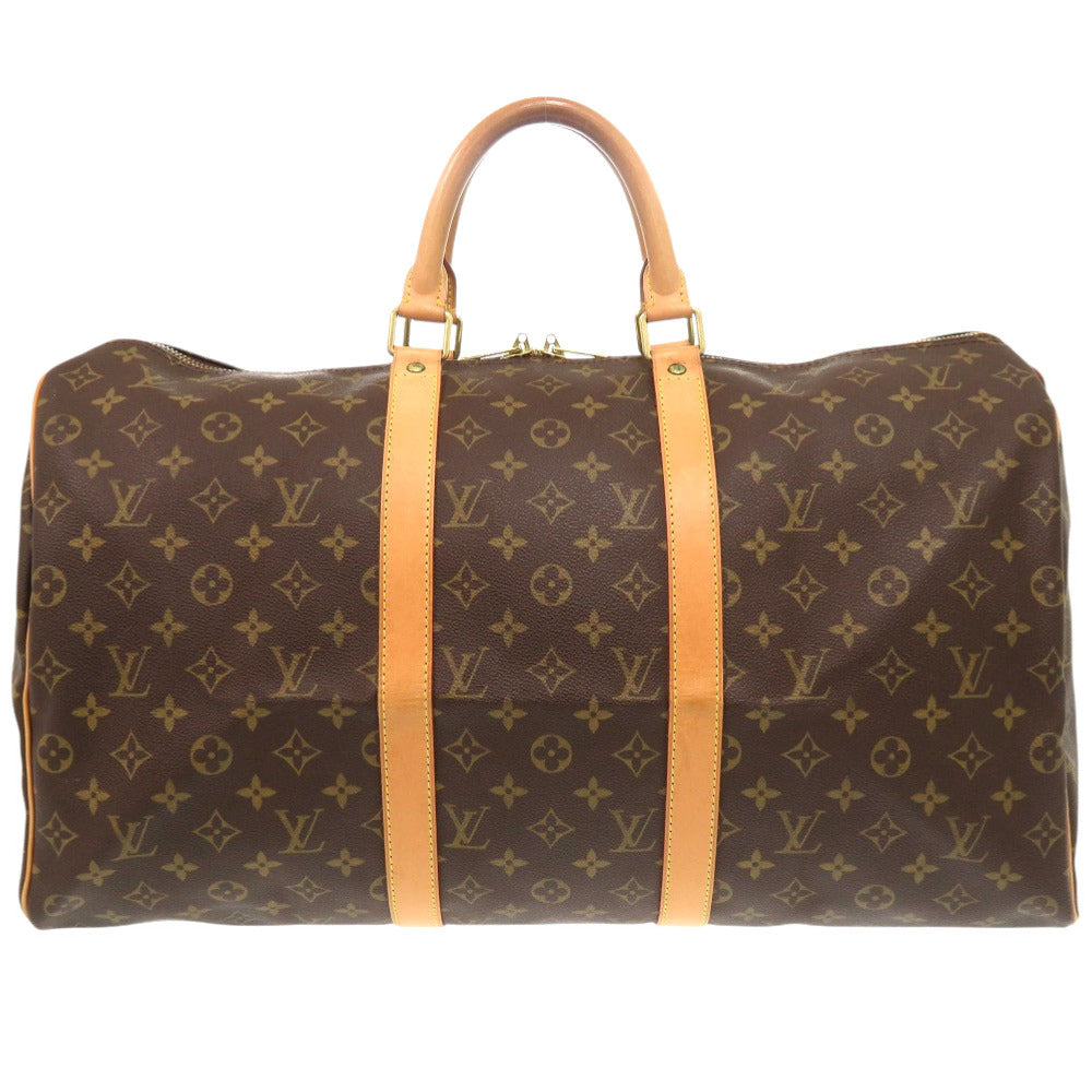 Louis Vuitton Boston Duffel Bag M41426 Monogram Canvas Brown Monogram Keepall 50 Mens