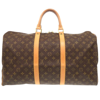 Louis Vuitton Boston Duffel Bag M41426 Monogram Canvas Brown Monogram Keepall 50 Mens