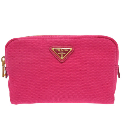 Prada Pouch Canvas Pink Triangle Logo Women