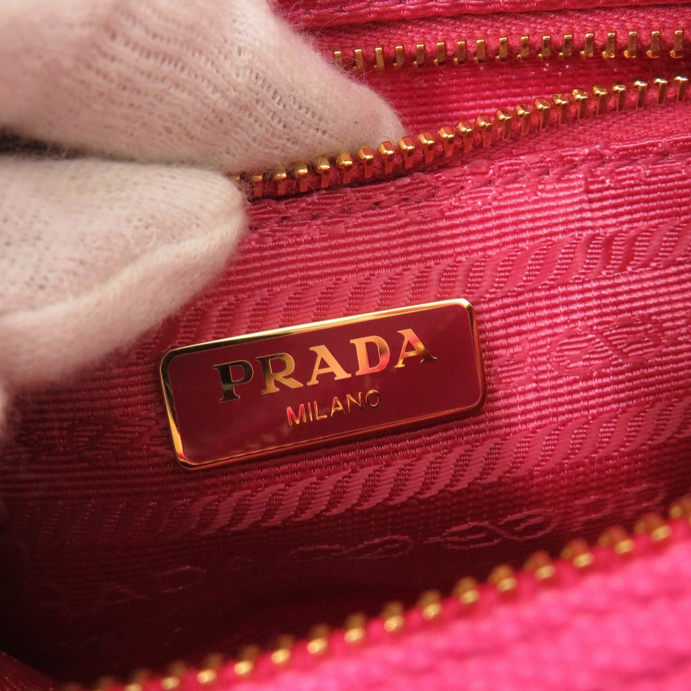 Prada Pouch Canvas Pink Triangle Logo Women