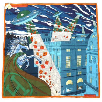 Hermes Scarf Silk Multicolor Carre90 Space Shopping Au Faubourg Unisex(Unisex)