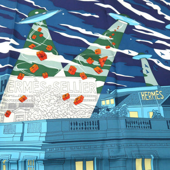 Hermes Scarf Silk Multicolor Carre90 Space Shopping Au Faubourg Unisex(Unisex)