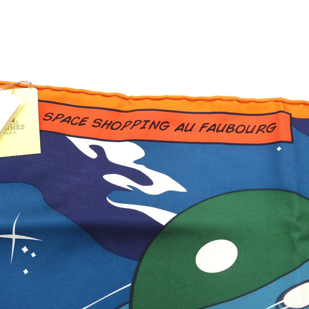 Hermes Scarf Silk Multicolor Carre90 Space Shopping Au Faubourg Unisex(Unisex)