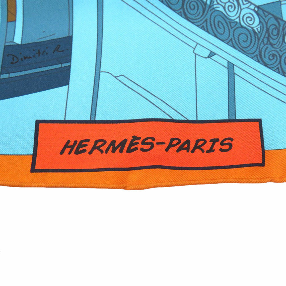 Hermes Scarf Silk Multicolor Carre90 Space Shopping Au Faubourg Unisex(Unisex)