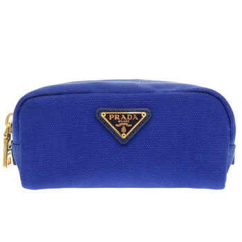 Prada Pouch 1N0175 Canvas Blue Triangle Logo Women