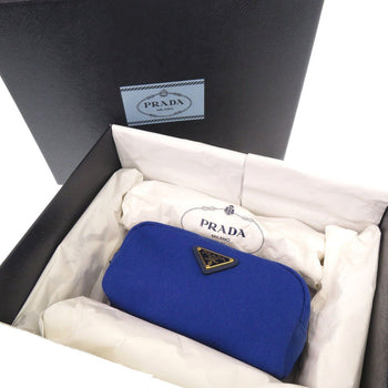 Prada Pouch 1N0175 Canvas Blue Triangle Logo Women