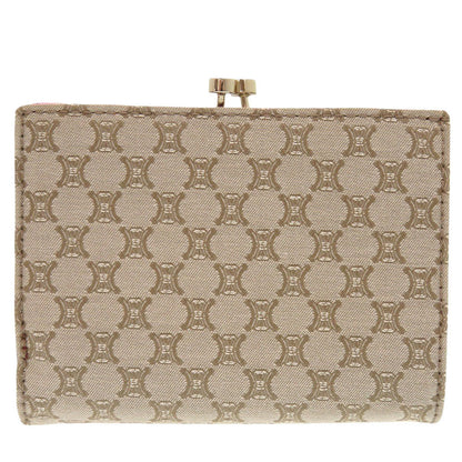 Celine Tri-Fold Wallet Canvas Beige Macadam Pattern Purse Women