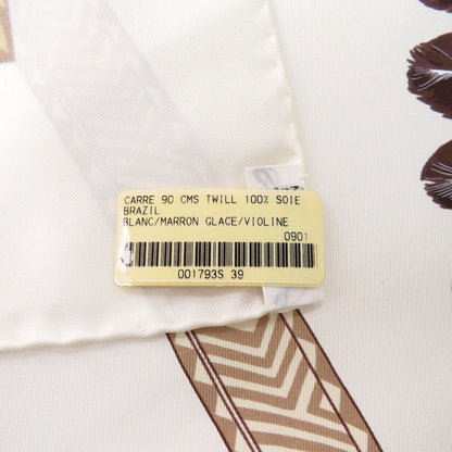 Hermes Scarf Silk White Carre90 Brazil Brazil Women