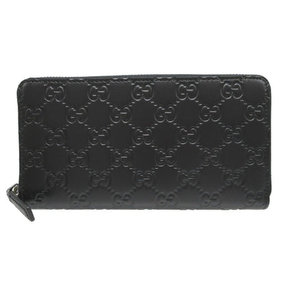Gucci Long Wallet Purse 307987 Leather Black Zip Around Guccisima Unisex(Unisex)