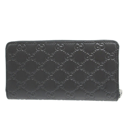 Gucci Long Wallet Purse 307987 Leather Black Zip Around Guccisima Unisex(Unisex)