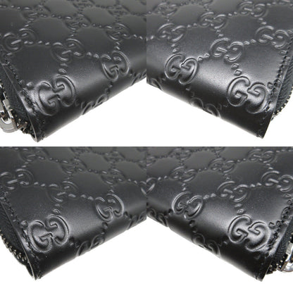 Gucci Long Wallet Purse 307987 Leather Black Zip Around Guccisima Unisex(Unisex)