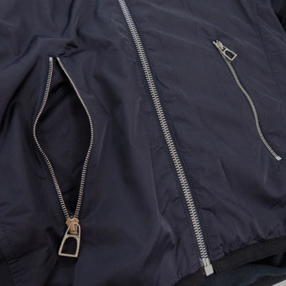 Hermes Nylon Jacket 800165E Nylon Navy Warm-Up Fleece Jacket Mens S