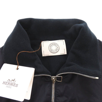 Hermes Nylon Jacket 800165E Nylon Navy Warm-Up Fleece Jacket Mens S