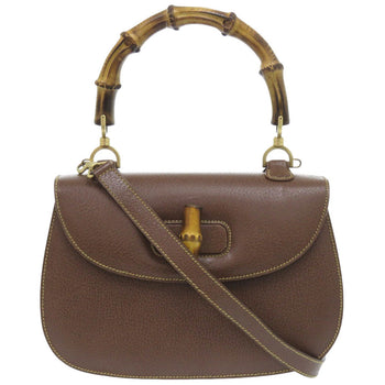 Gucci Handbag 000 926 0633 Leather Brown 2Way Bamboo Women